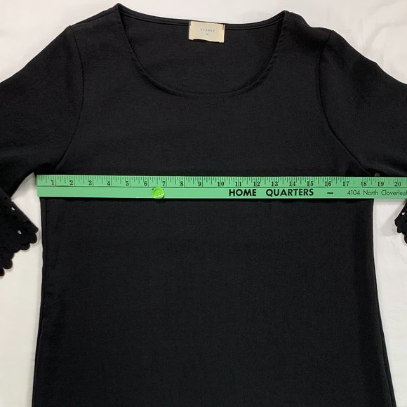 Everly Black Dinner Holiday Dress Laser Cut Eyelette Cutouts 3/4 Sleeve‎ Size M - Picture 8 of 13